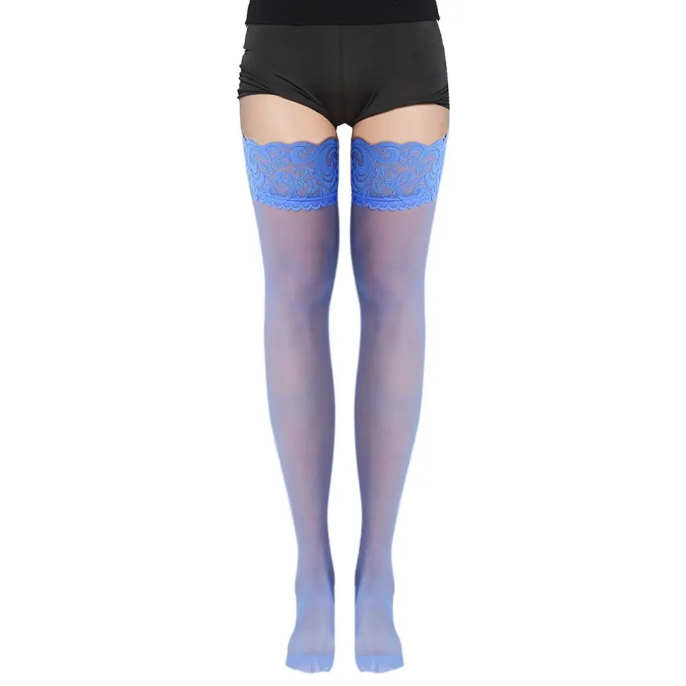 

Sexy Lace Stocking with Lace Transparent Anti-slip Thigh High Stockings Silk Patchwork Over Knee Woman