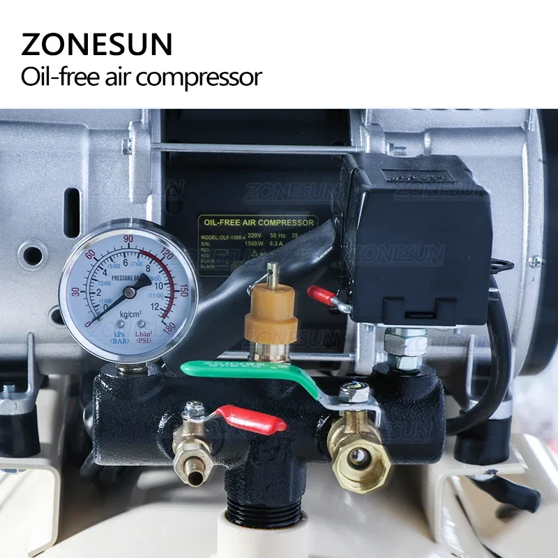 ZONESUN ZS-AC160L ที่มีประสิทธิภาพทองแดงบริสุทธิ์ลูกสูบประเภท Mute ทันตกรรมไม้ Piant แบบพกพา Air ปั๊มน้ํามัน-ฟรี Air Compressor