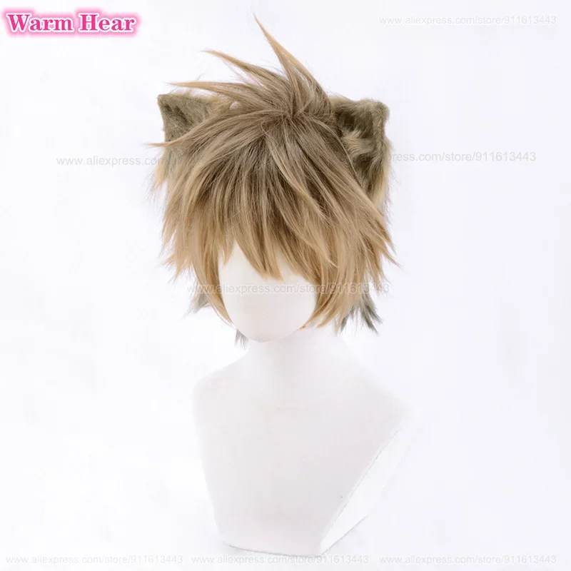 Anime  Ruggie Bucchi Cosplay Wig Flaxen Brown Gradient Heat Resistant Synthetic Hair Role Play Wigs + Wig Cap