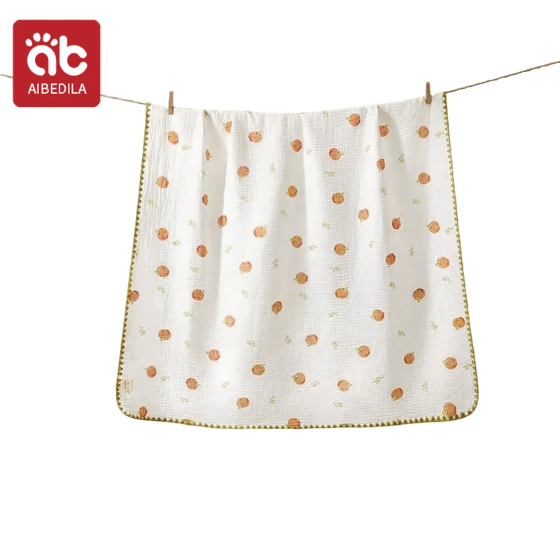 

AIBEDILA Cotton Baby Muslin Swaddle Blanket Print Soft Breathable Comfy Baby Blanket For Infant Boys Girls Bean Velvet Blanket