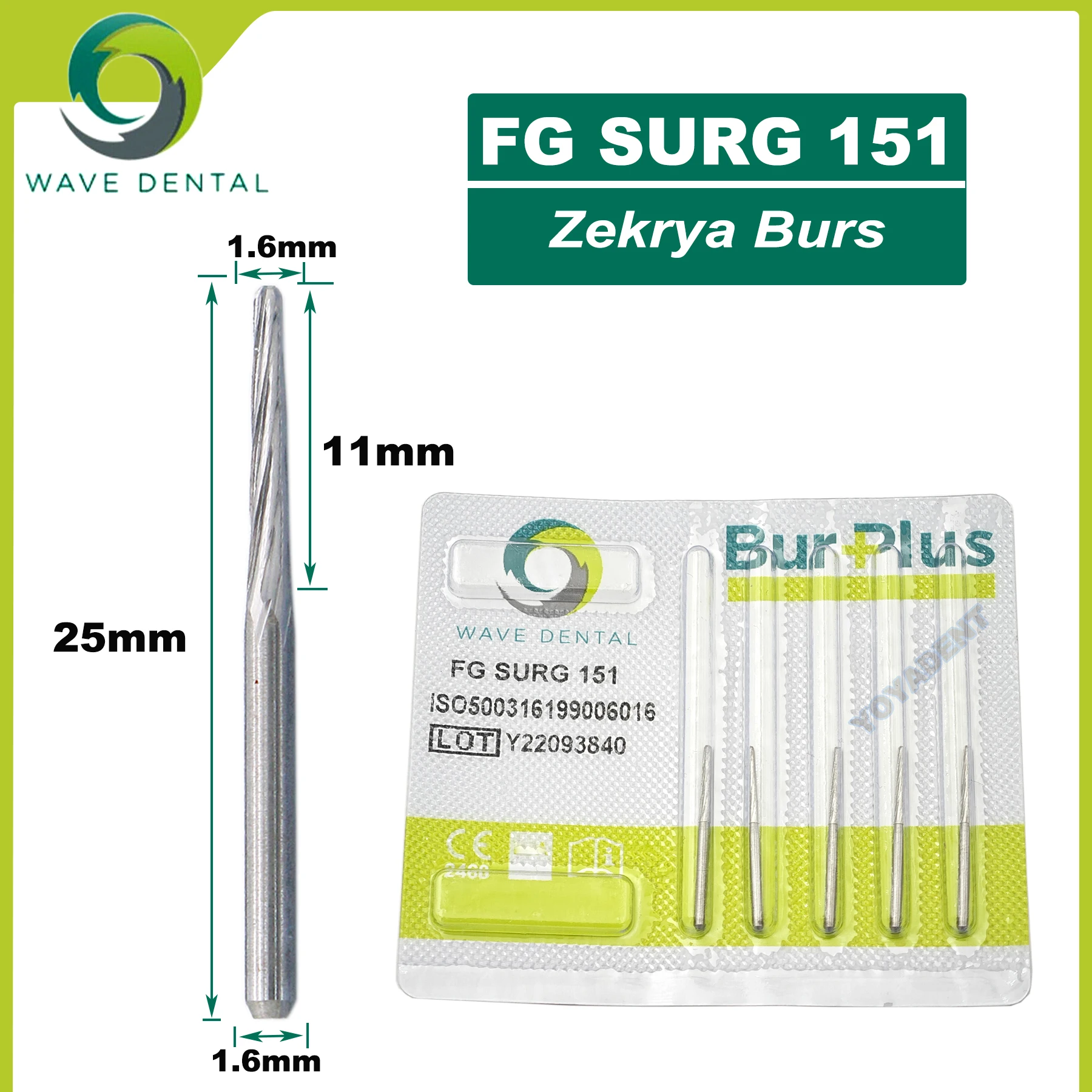 PRIMA WAVE Dental Tungsten Carbide Burs Endo-Z/zekrya Burs Dental Extraction Bur FG 1.6mm For High Speed Handpiece 5Pcs/Pack