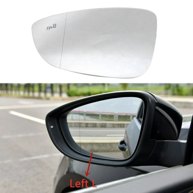 2X Car Left Heated Blind Spot Rear Mirror Glass For-Jetta Passat B7 Bettle Scirocco 3C8857521 3C8857522-A82M