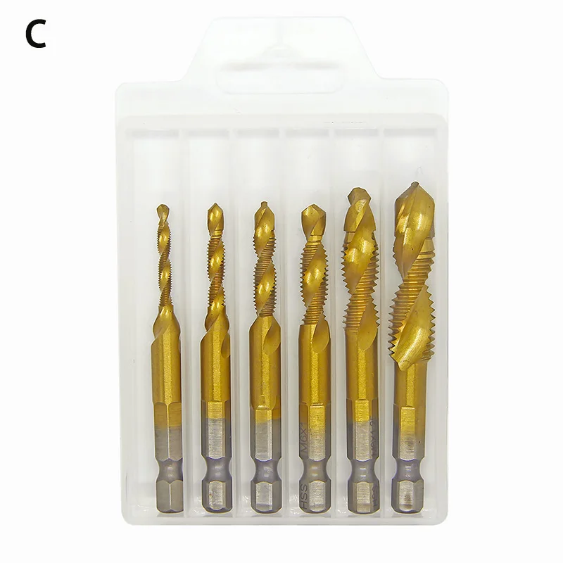 2/6/12Pcs Tap Drill Bit Hex Shank Titanium Plated HSS Screw Thread Bit Screw Machine Compound Tap M3 M4 M5 M6 M8 M10 Hand Tools