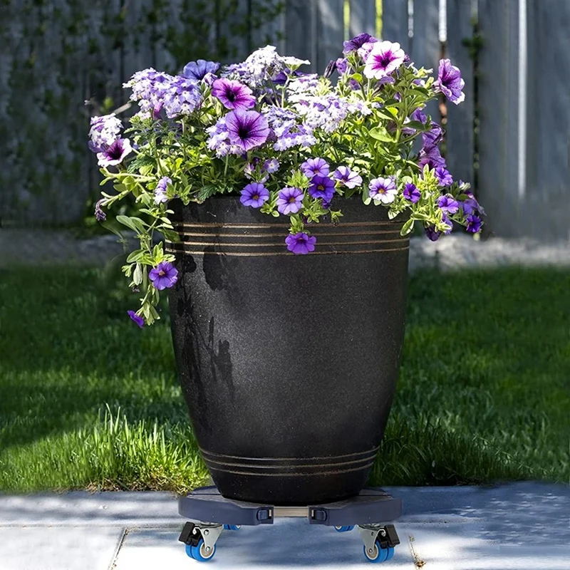 Plant Caddy With Wheels Heavy Duty 440Lbs Capacity, Adjustable Rolling Plant Stand Indoor Outdoor With Braking Function