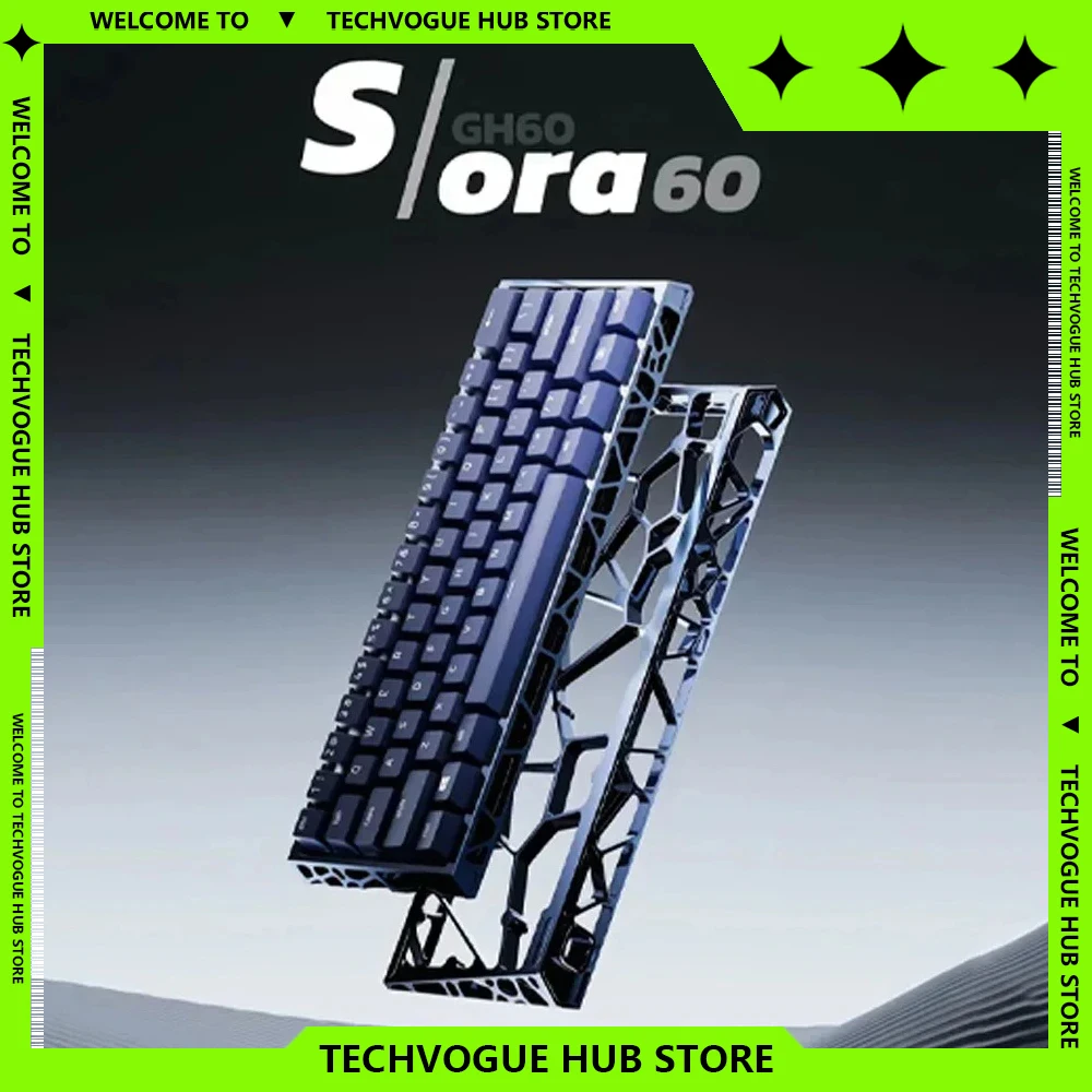 UR Studio Sora60 CNC Hollow Out Keyboard Shell GH60 Shell Aluminum Keyboards Case Gaming Mechanical Keyboard Accessories Gifts