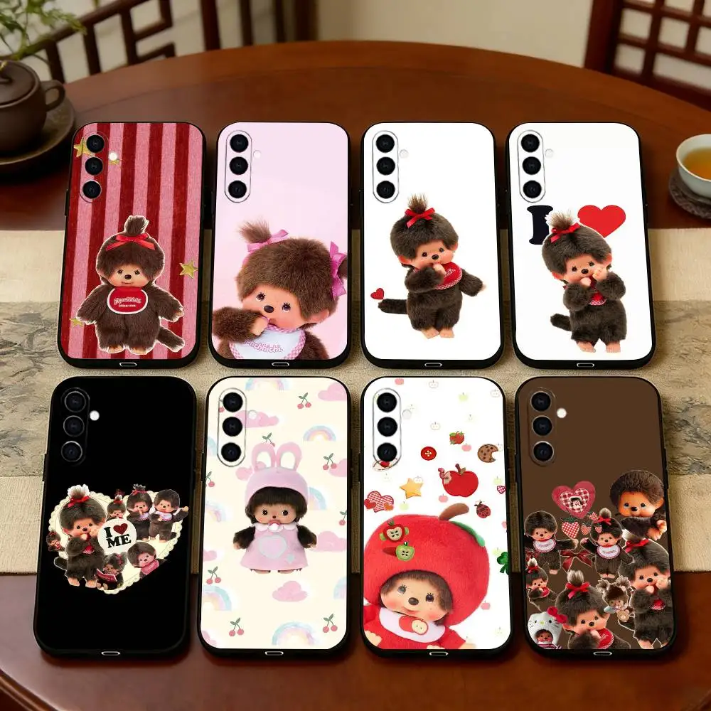 C-Cute M-monchhichis-s Phone Case Black Silicone Soft For Samsung Galaxy A73,A72,A71,A70,A53,A52,A51