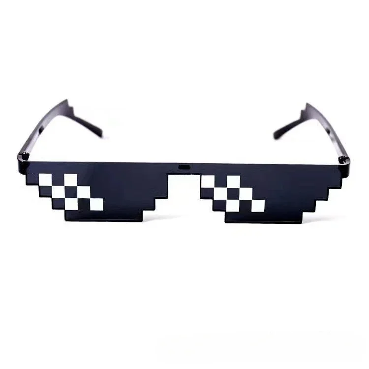 NEW Design Funny Mosaic Sunglasses Thug Life Sun Glasses Pixel Black Retro Gamer Robot Sunglasses Birthday Party Cosplay Favors