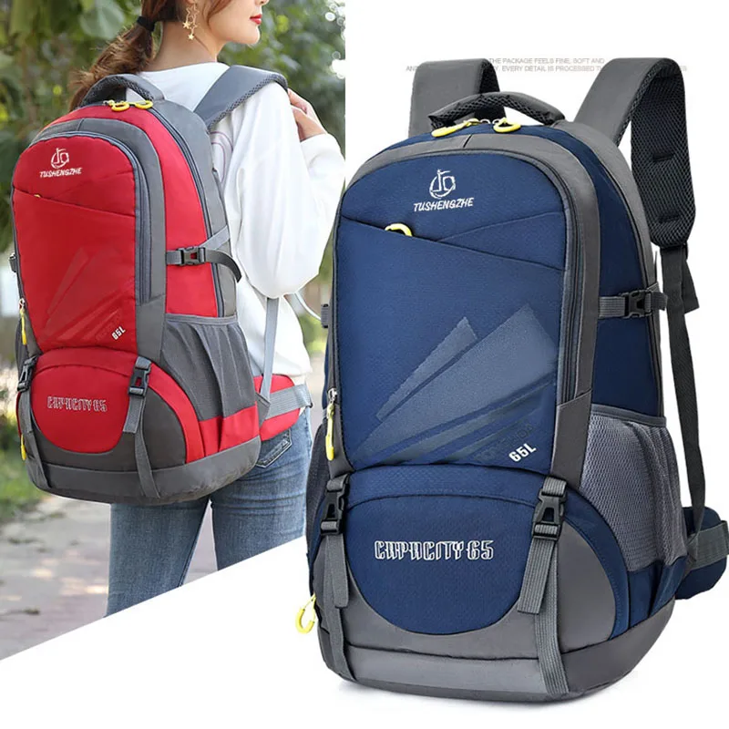

65L Men's and women's outdoor waterproof Oxford camping shoulder bag backpack handbag 백팩 mochilas de hombre рюкзак bag for woman