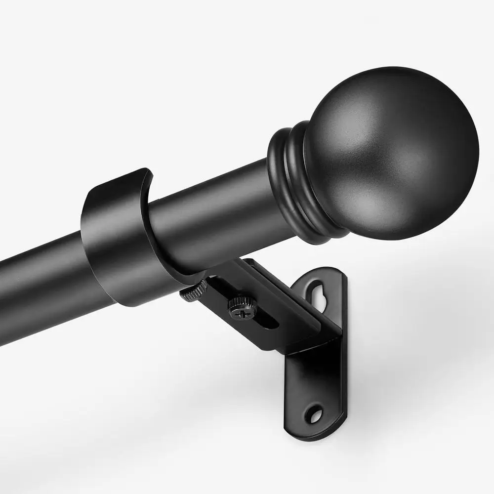Curtain Rods 16 to 48 Inches, Max Adjustable Length 60 IN, 1 Diameter Round Drapery Rods, Black, Pack of 1