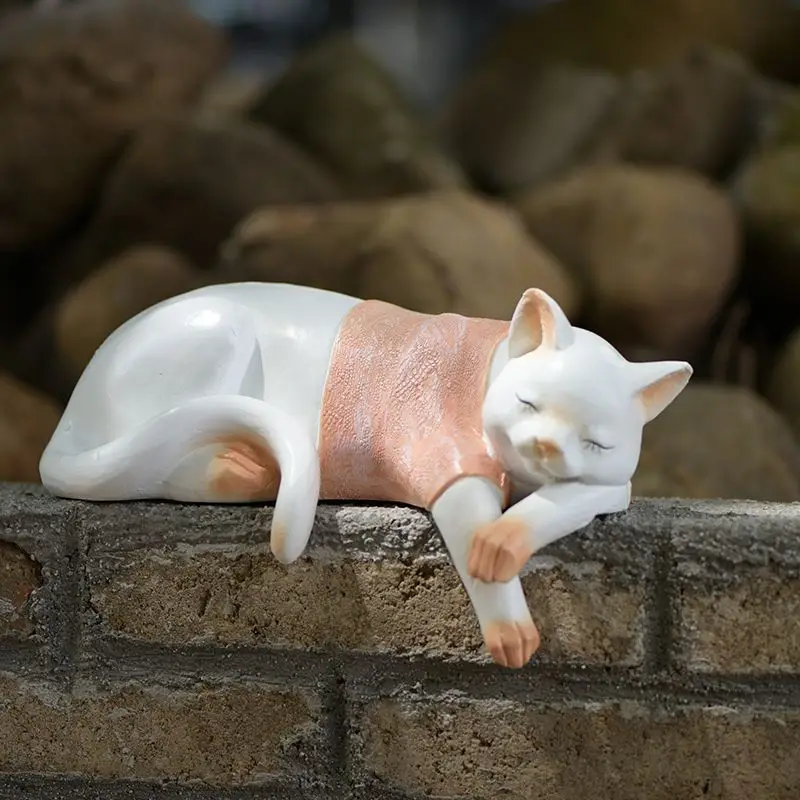 

Creative Lazy Cat Resin Ornaments Balcony Outdoor Garden Villa Sculpture Crafts Courtyard Tabletop Flower Rack Figurines Decor