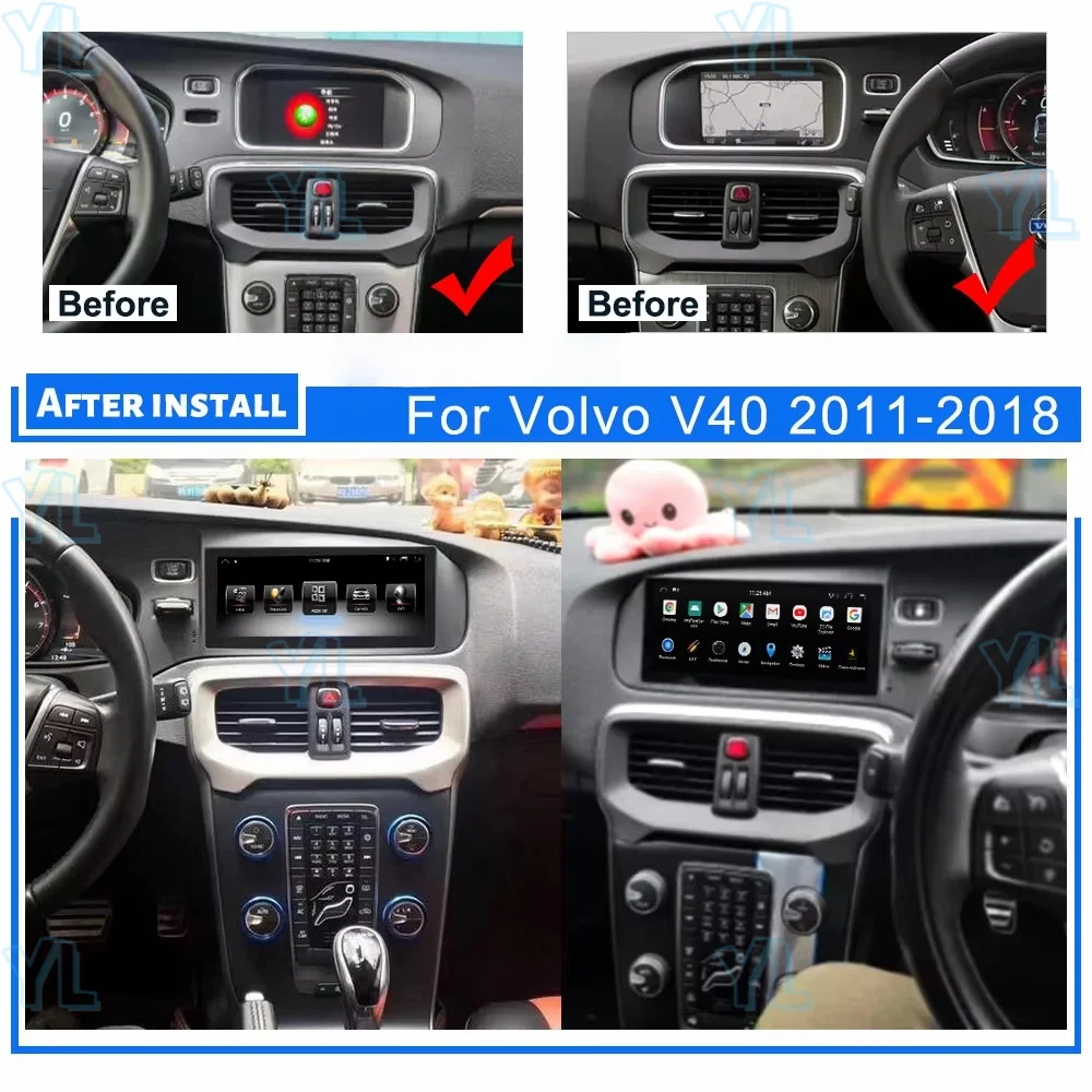 Auto Radio For Volvo V40 2011 - 2018 RHD LHD Android 13.0 Car Stereo Carplay Radio Screen Player Car GPS Navigation Head Unit