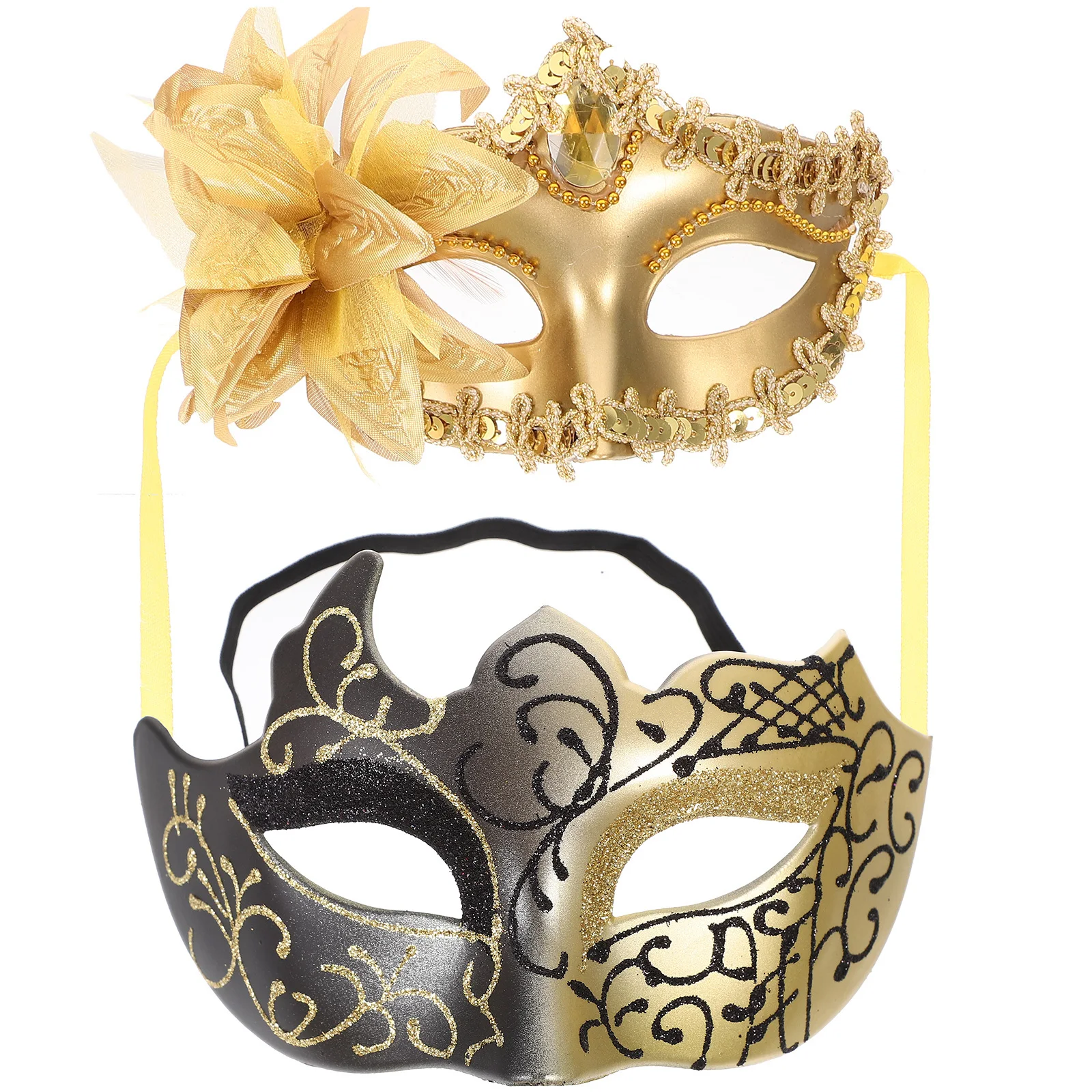 

2Pcs Masquerade Half Face Mask Party Props Festival Halloween Costume Mask for Dance Shows Cosplay Dancing Party Prop