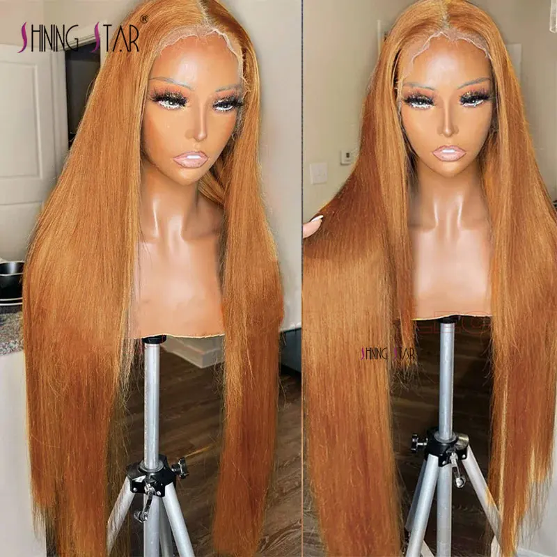 13X6 Lace Front Human Hair Wigs Colored Straight Ginger Blonde 13X4 Hd Lace Frontal Wig 34Inch Orange Brown Curly Lace Front Wig