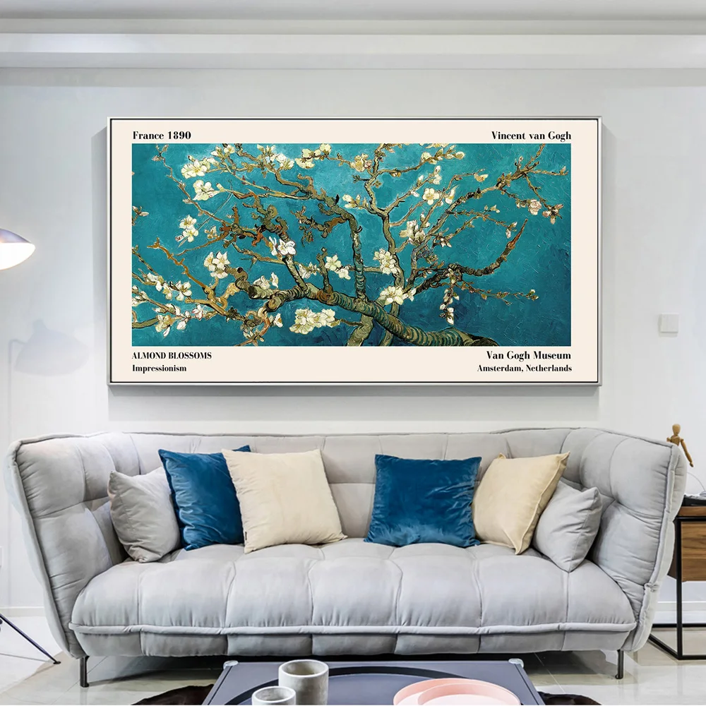 (1PC Unframe)The Starry Night Van Gogh Canvas Painting Irises Van Gogh Wall Art Poster Almond Blossoms Van Gogh Canvas Art Print