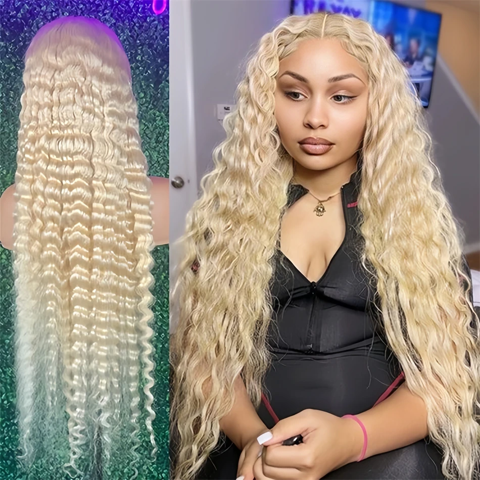 30 inch 613 Blonde Deep Wace Lace Front Wigs Human Hair 13x6 HD Lace Frontal Wig Pre Plucked Wig 613 HD Lace Front Wig