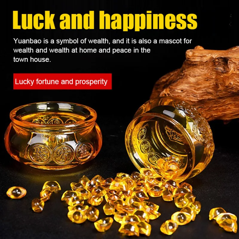 Gold Ingot Glass Crystal Wind New Home Gift Topaz Cornucopia Ornament