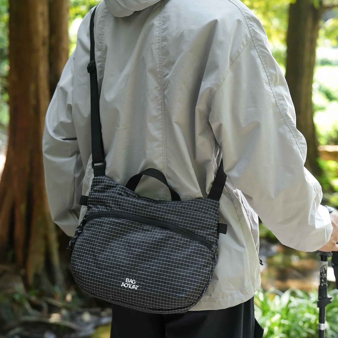 Men's Lightweight Waterproof Crossbody Bag for Outdoor Hiking Travel Daily Use Black Green Brown Orange Polyamide Fiber Street T