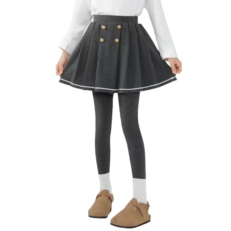 Nieuwe collectie katoenen magere grote kinderen meisjes rok leggings hoge elastische effen lente tienermeisjes yogabroek voor 120-160 cm