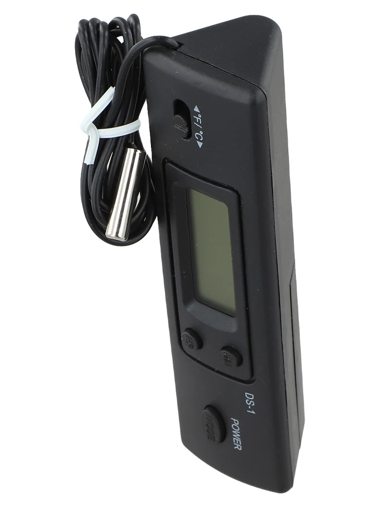 Digital Car Thermometer Indoor Outdoor Temperature Meter With 1m Probe LCD Clock Display For Celsius For Fahrenheit ABS Black