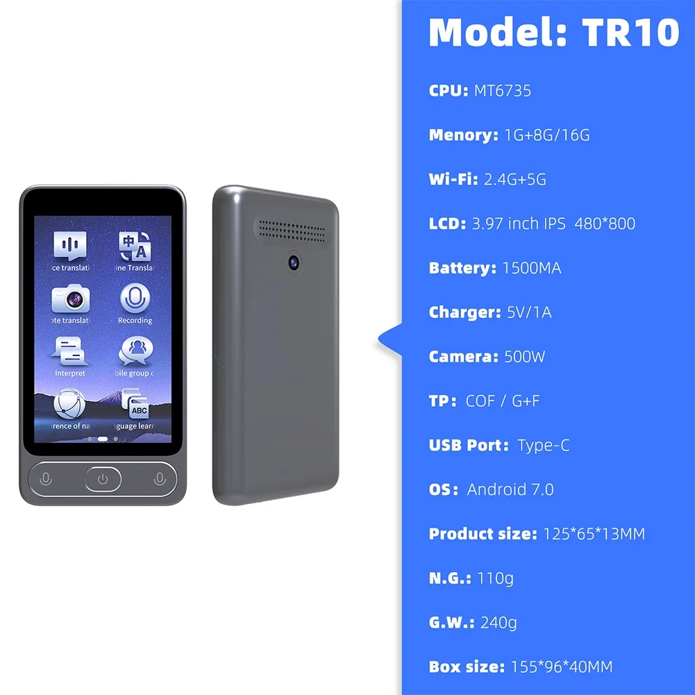 New Arrival  D10 Portable Language Translator 138 Language  Online 19 Offline Recording Photo Translation Ai Smart Translator