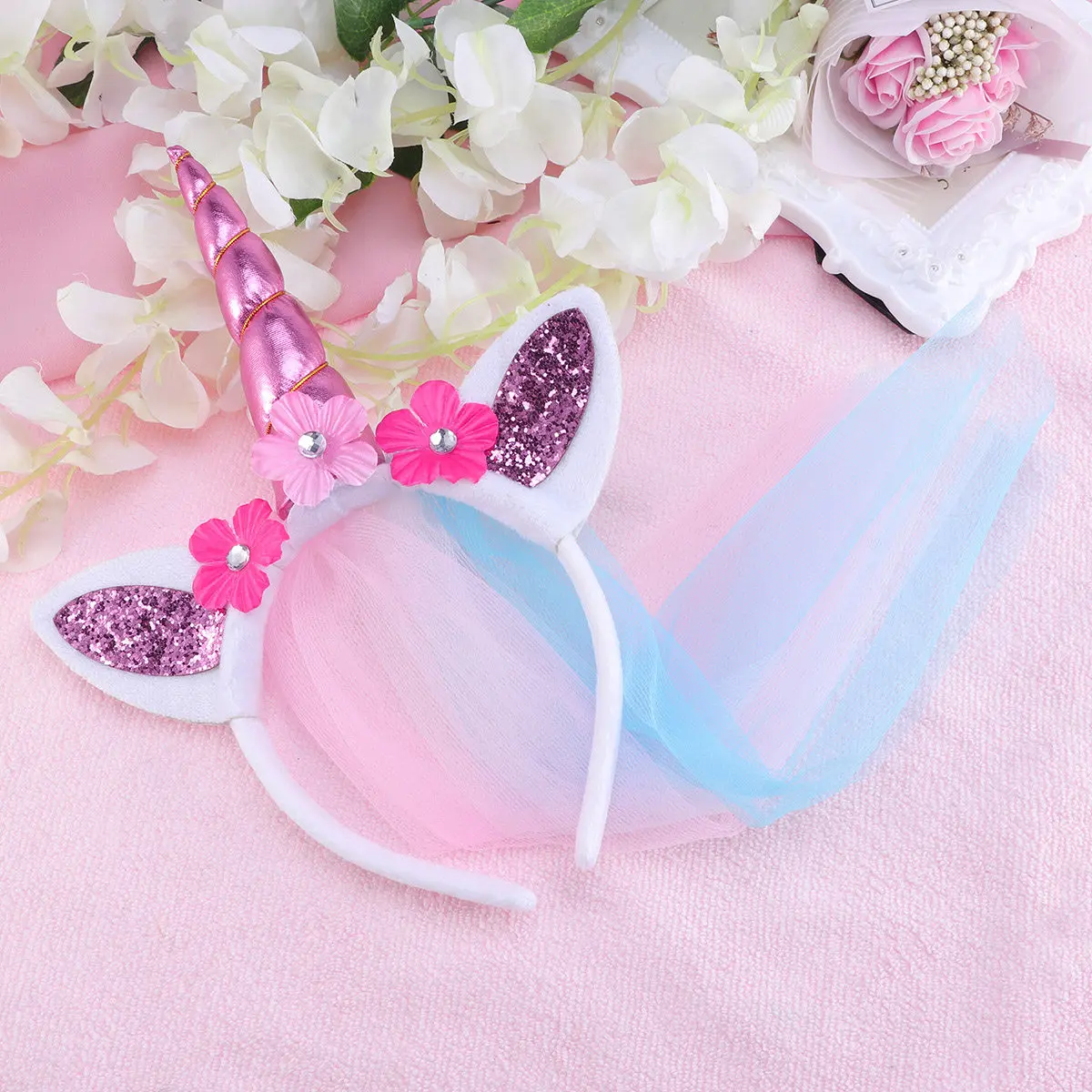Tiara de Unicórnio para Meninas, Acessório de Cabelo Colorido e Moderno, Design Confortável e Suave, Ótimo para Festas, Banquetes e Palcos