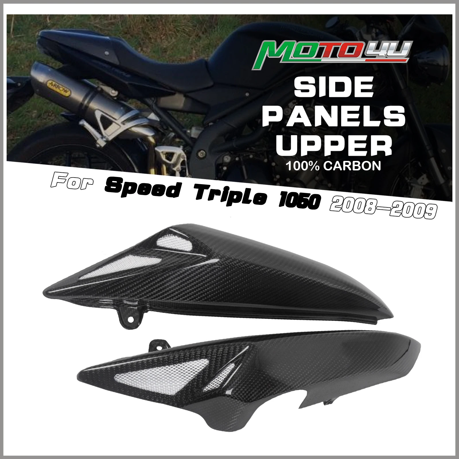 

Для Triumph Speed Triple 1050 2008 2009 2010: Верхние боковые панели из карбона, накладки на боковые панели, обтекатель, кожух