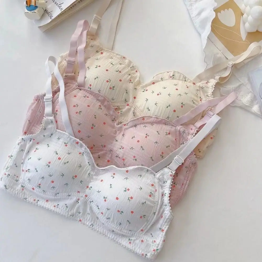 ملابس داخلية مريحة على شكل زهرة حلوة لاسلكية عميقة على شكل حرف V حمالة صدر مقاومة للصدمات للنساء ملابس داخلية مضادة للترهل حمالة صدر رافعة للأعلى هدايا