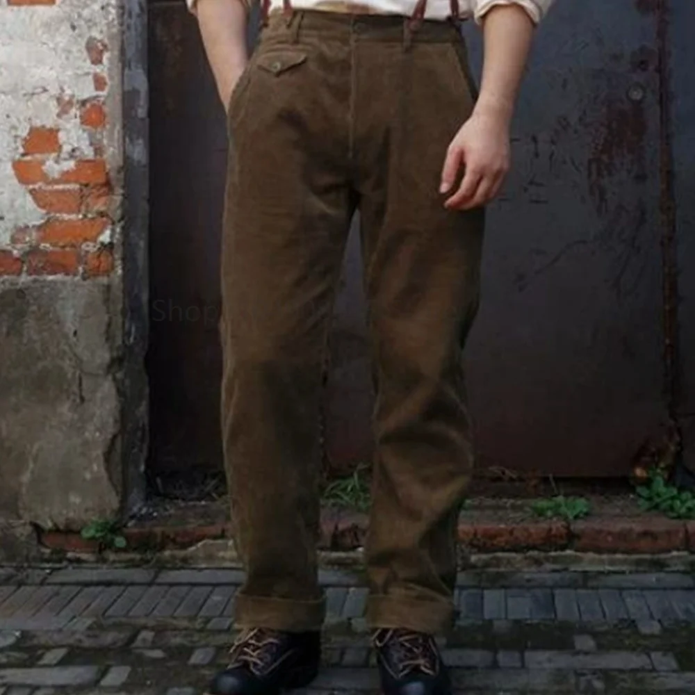 

Adult Men Vintage Faionable Pants Retro Steampunk Casual High Waisted Trousers 2025
