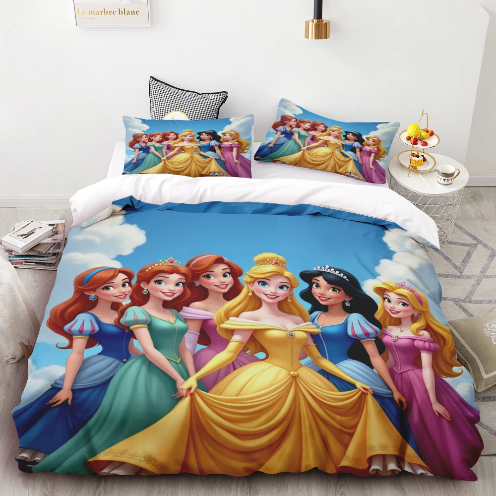 

Комплект постельного белья с принтом из серии Disney Snow Princess, пододеяльник, одеяло, мультяшный дизайн, размеры King и Queen, лучший подарок, постельное белье, одеяло