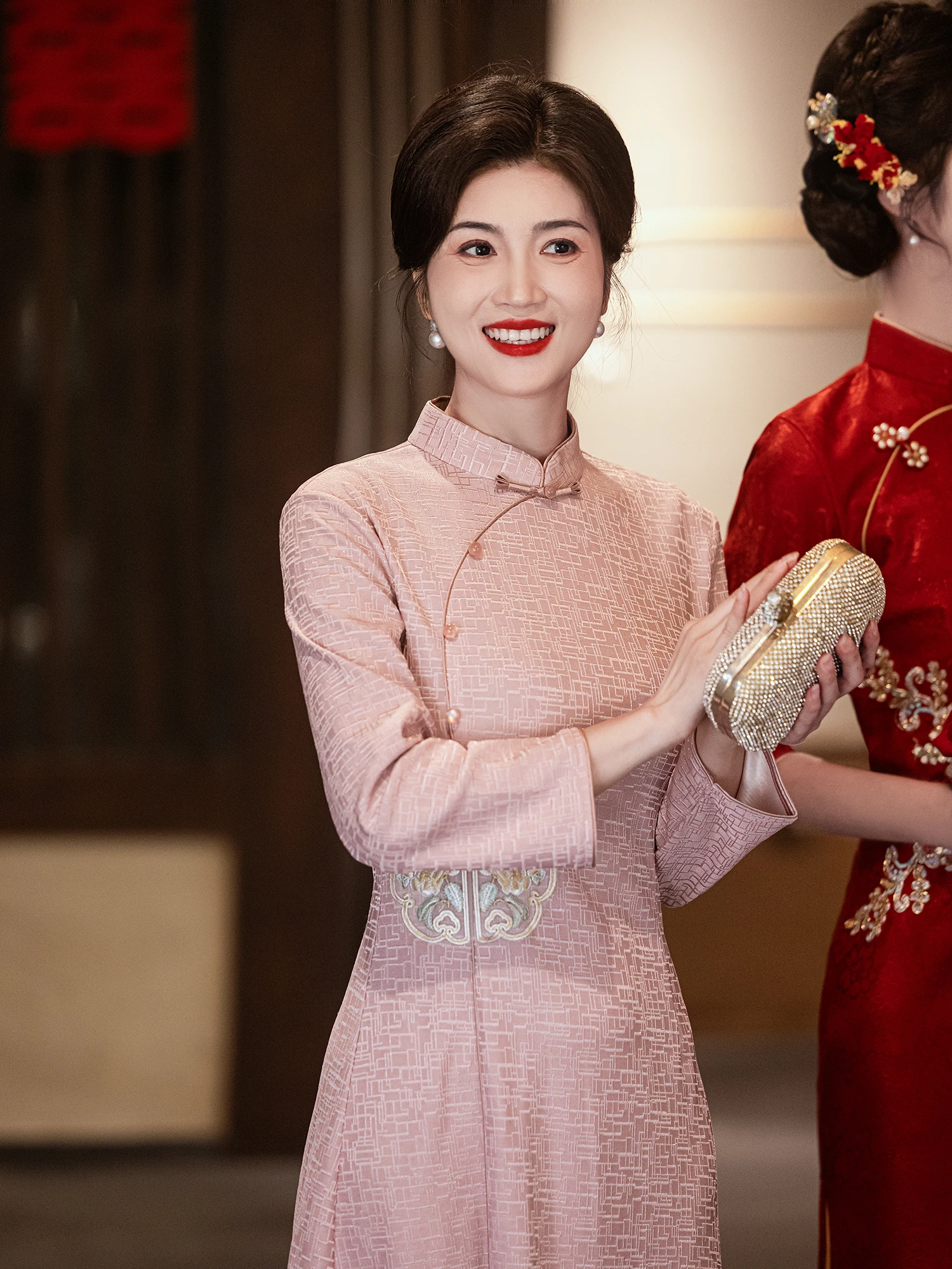 

Розовое длинное кружевное свадебное платье А-силуэта в винтажном стиле макси для матери невесты, осень-зима, новинка