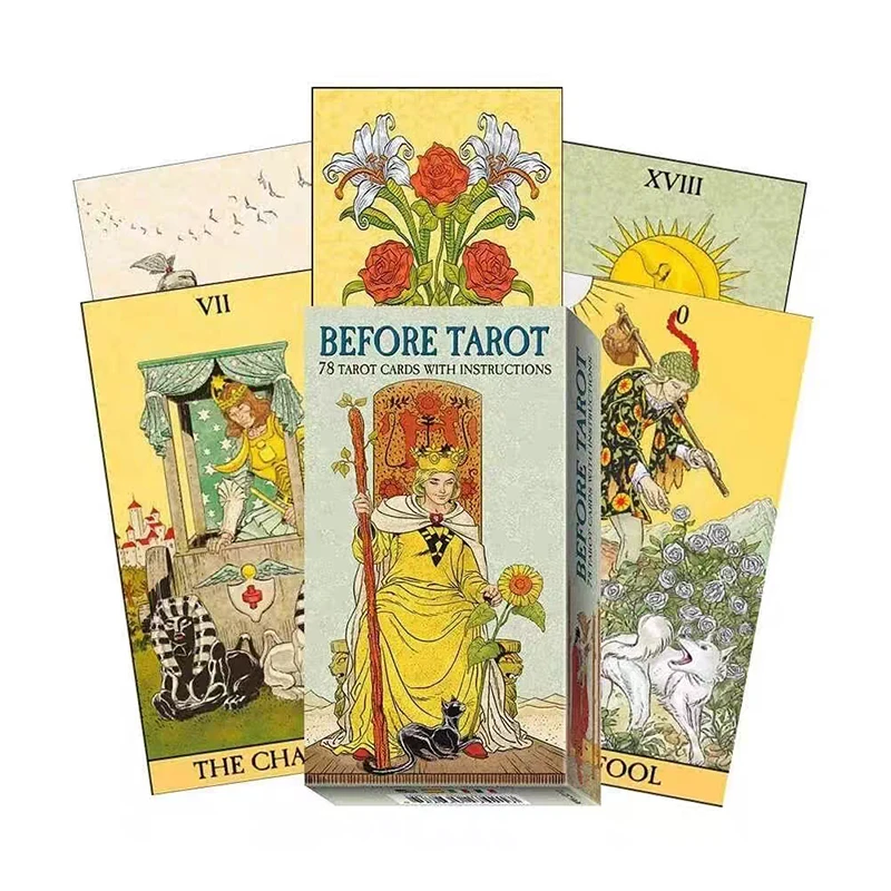 Cartas de Tarot de antes de 78 cartas de oráculo, juego de mesa de adivinación, momentos "antes", tarjetas de imágenes tradicionales para principiantes