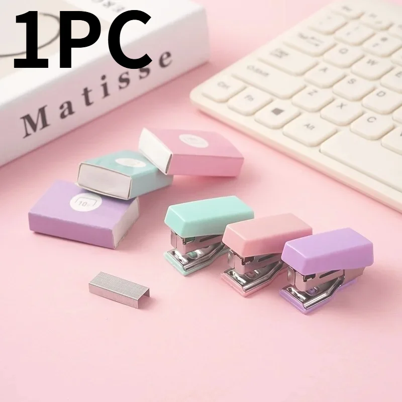 

1PC Mini Stapler for Paper File Metal Stapler Set with 500pcs 10# Staples Cute Stationerys Kits School Office Binding Supplies