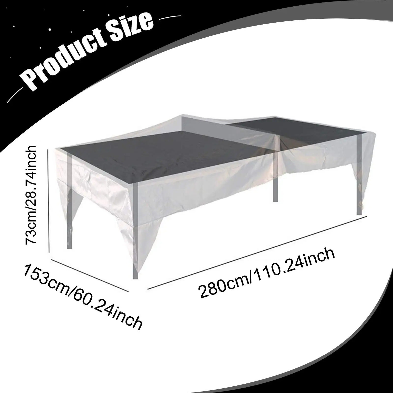 

Weather Resistant Ping Pong Table Cloth Dustproof Foldable Storage Cover for Outdoor Table Tennis Set