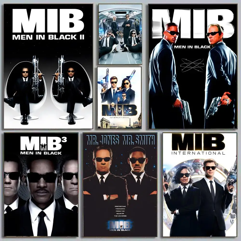 Men in Black MIB Sci-Fi Comedy Will Smith Tommy Lee Jones Painting Calligraphy Poster Eco-Friendly Decor Frameless Canvas