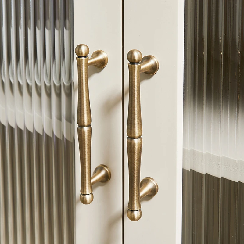 Retro 10PCS Solid Brass Antique Furniture Pulls Handles Drawer Knobs Cupboard Wardrobe Closet Dresser Wine Cabinet Pulls Knobs