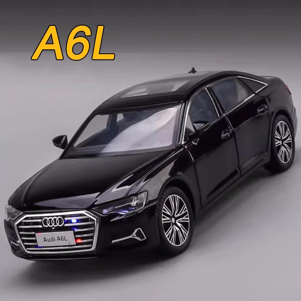 1:24 escala audi a6l brinquedos modelos carros em miniatura liga diecast roda puxar para trás com luz som veículos modelo meninos presentes perfeitos