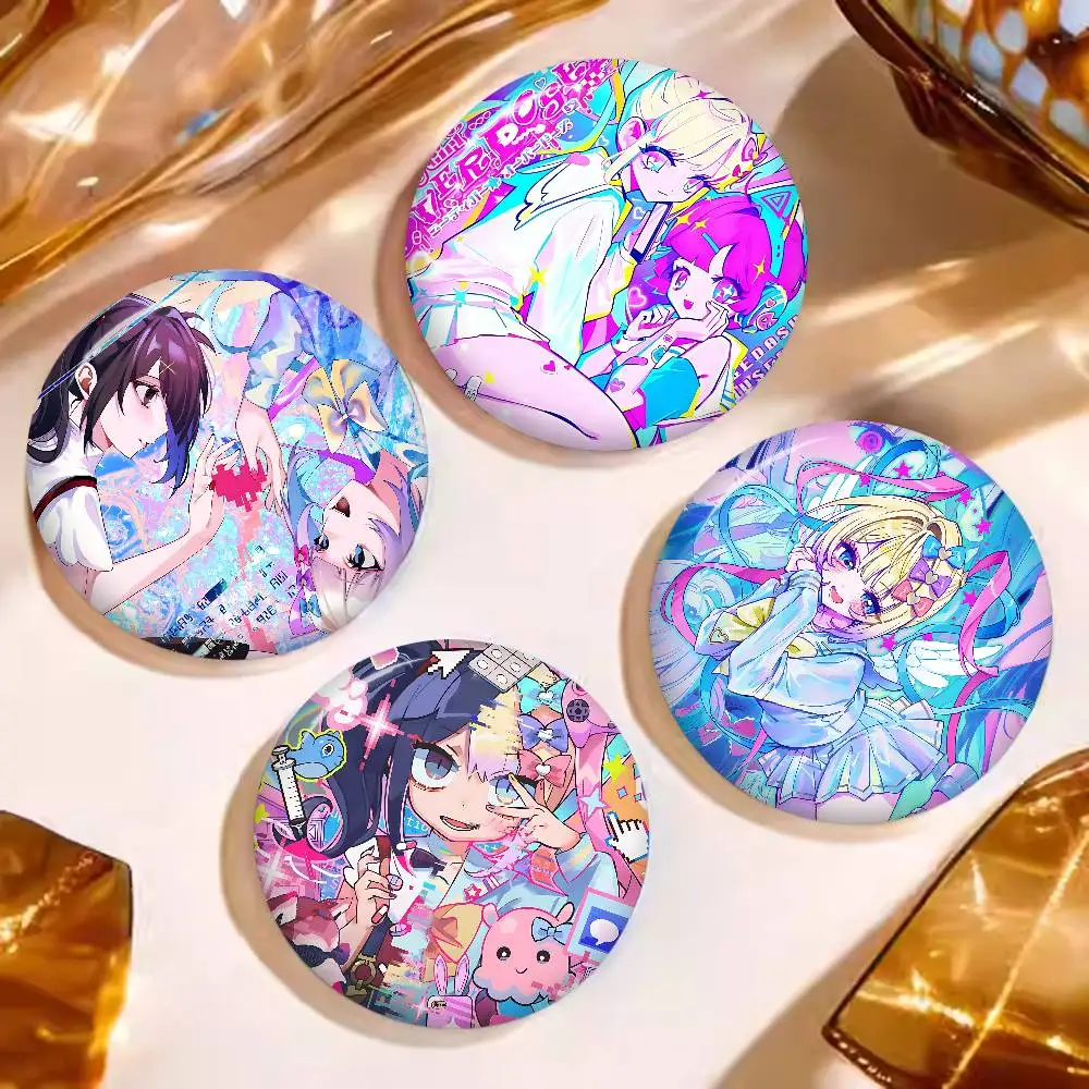 Game N-Needy Streamer Overload Cartoon Brooches Anime Badge Round Handmade Brooch Lapel Pins Jewelry for Backpack Clothes Gifts