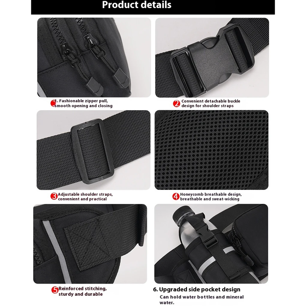 حقيبة أكسفورد مع قماش تبقى مرطبة مع حامل زجاجة للخصر من قماش أكسفورد، حل مريح للترطيب باللون الأزرق