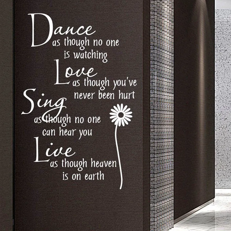 Inspirational Dance Love Quote Wall Decal, Motivational Typography Sticker for Living Room Bedroom, Vinyl Home Decor Art Poster