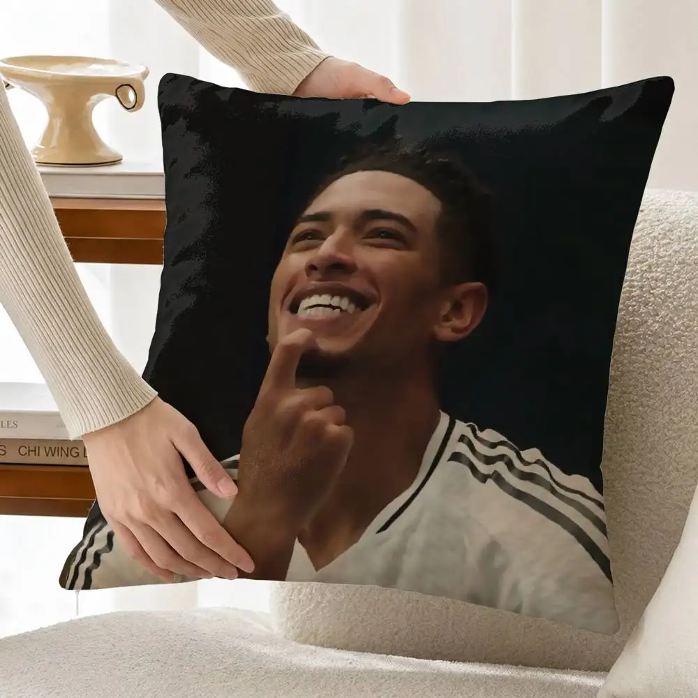 Cute J-Jude Bellingham Reaction Image Customizable Square Pillow case Double Sided Print Sofa Bedroom Decor Cushion Cover