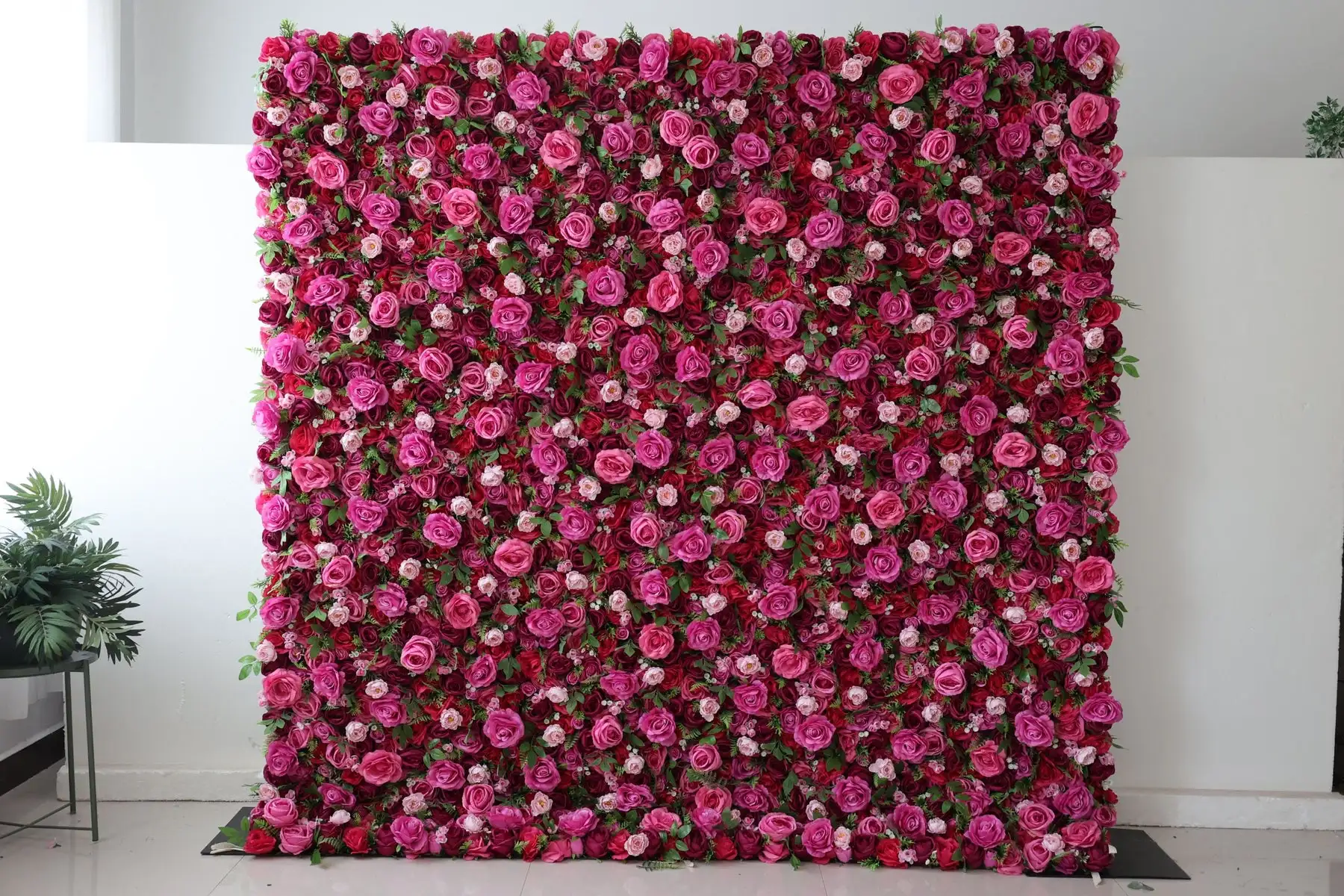 

Royal 3D luxury Violet rose green leaves Curtain Flower Wall Outdoor Wedding Backdrop Decoration Events Prop Window Display