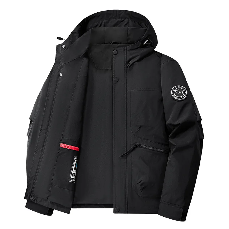 معطف شتوي حراري للرجال سترة مبطنة دافئة شديدة التحمل مع غطاء محرك السيارة مقاوم للرياح وفضفاض مناسب للاستخدام الخارجي لأزياء الطقس البارد
