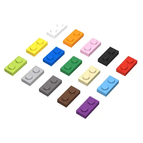 100 개/몫 MOC 조립 입자 플레이트 1x2 3023 6225와 호환 DIY 빌딩 블록 입자 아이 퍼즐 장난감 선물