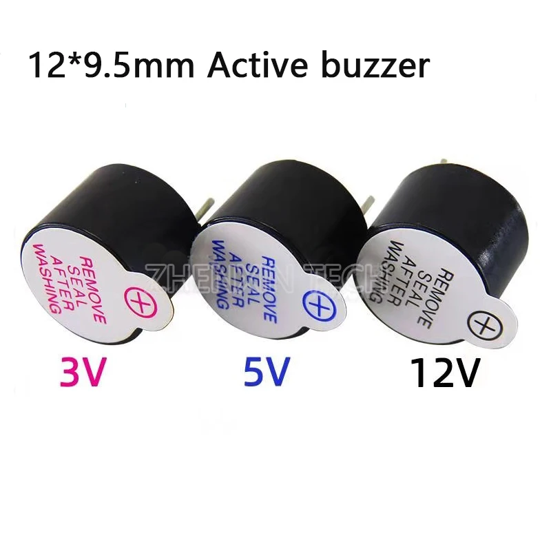 10PCS Active Buzzer 3V/5V/12V/16R TMB12A03 TMB12A05 TMB12A12 Magnetic Long Continous Beep Tone 12095 12*9.5mm 16R passive buzzer