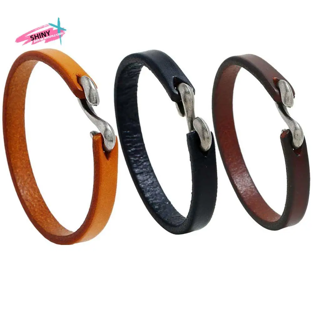 Style Punk Vintage Trendy Friendship Jewelry Gift For Men Women Boyfriend Leather Hook Bracelet Wristband Bracelets Bangles