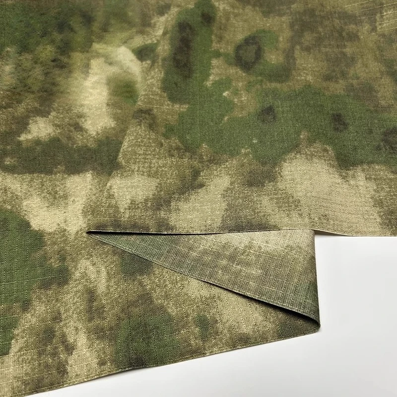 1.5M Width Green Ruins Camouflage Grid Polyester Cotton Fabric Breathable Wear-resistant for DIY Jacket Pants Material