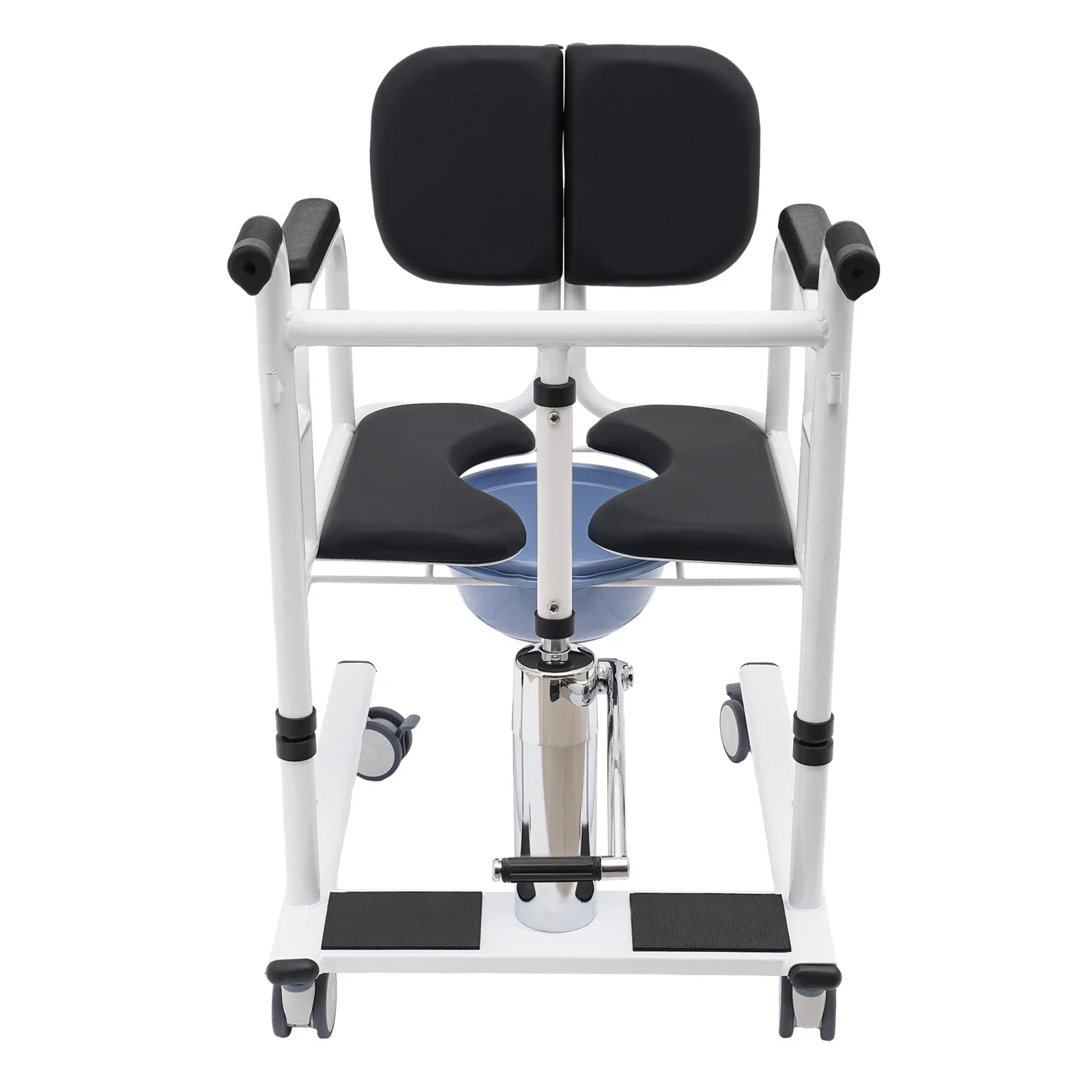 Picture 4: NEW Hydraulic Transfer Chair, Height Adjustable w/Table Tray,Lockable Wheels and 180° Split Seat, Shower Chair for Elderly Black
