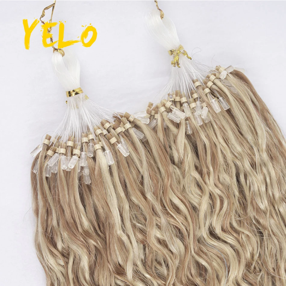 Yelo 1.0G/Strand Micro Loop Hair Extensions Human Hair Brazilian Balayage Natural Color Wave Style Bulk Hair 7 Shades 12-26 Inch