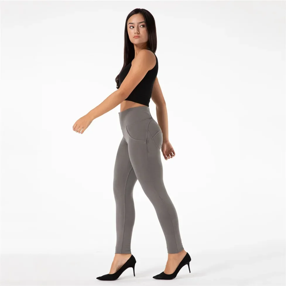 Shascullfites Women's Push-Up Skinny Cotton Trousers High Waist Elastic Bum Lift Comfortable Soft Leggings in Olive Green