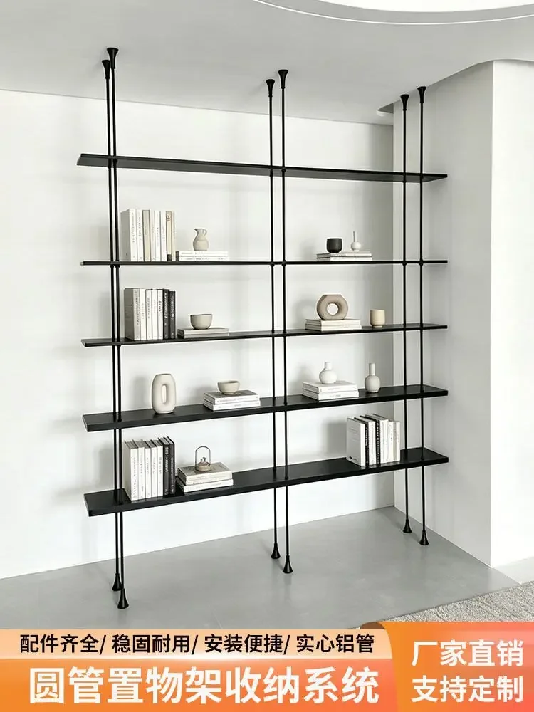 Round tube shelf, bookshelf, multi-layer aluminum alloy storage rack, storage rack, display rack, living room display rack